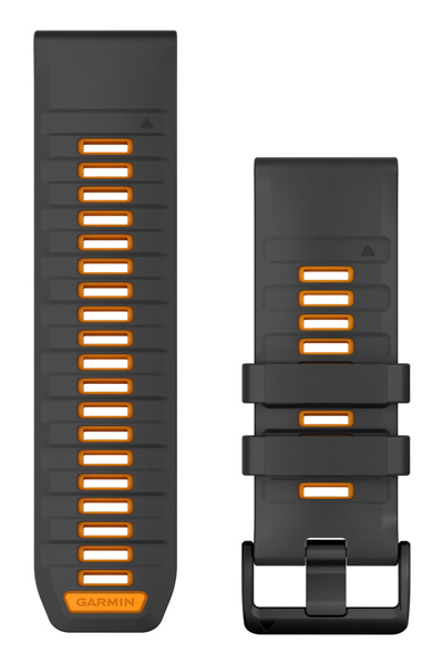 Bracelet Garmin QuickFit en silicone graphite/orange étincelle