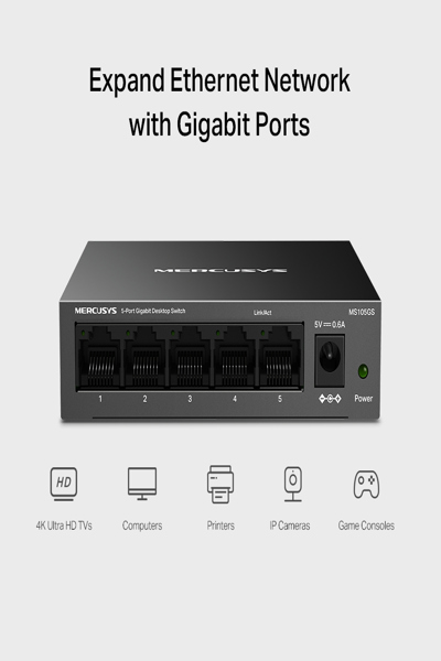 TP-LINK Mercusys 5-portars Gigabit Desktop Switch - MS105GS