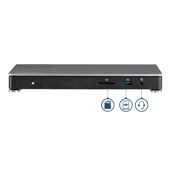 StarTech Thunderbolt 3 Docking Station with SD Card Reader - Dual 4K - 85W USB Power Delivery - Laptop Docking Station - USB C Dock - Docking Station - Thunderbolt 3 - DP - GigE - 180 Watt - TB3DOCK2DPPU