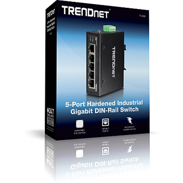 TRENDnet TI-G50, Hardened Industrial Gigabit DIN-Rail Switch - TI-G50