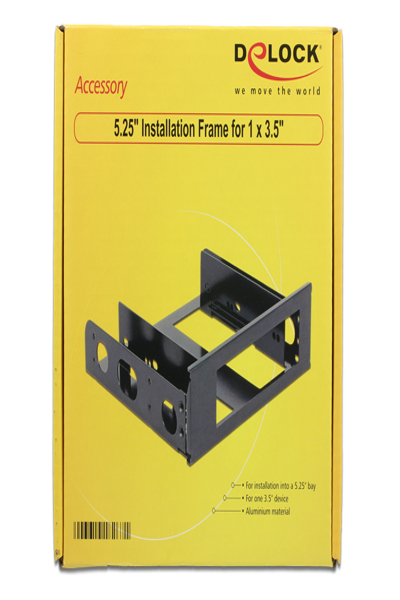 Delock 18267 3.5" Hard Drive Mounting Bracket Aluminum Black - 18267