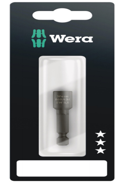 Wera 869/4 M SB, 1 pièce(s), hexagonale, 25,4 / 4 mm (1 / 4"), noire