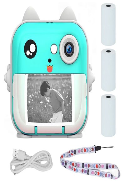 Extralink EPP-004 Blue | Mini Thermal Printer with Camera | 3 Rolls of Thermal Paper