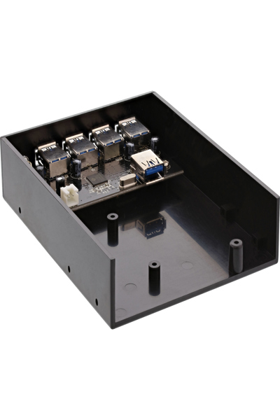 Hub USB 3.0 4 ports InLine pour lecteur de disquette 3,5" - noir