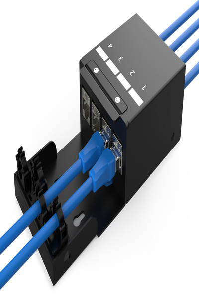 DIGITUS Consolidation point box, 4-port Keystone modules with intelligent cable manager - DN-93708-4