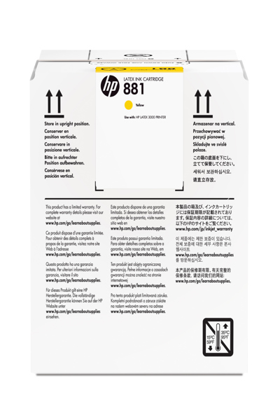 HP 881 Yellow: Original Pigment-Based Ink for HP Latex Printers