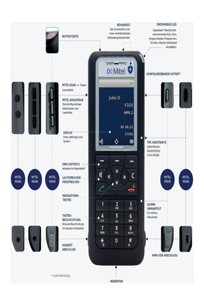 Mitel 612dt Cordless Expansion Handset - 50008371