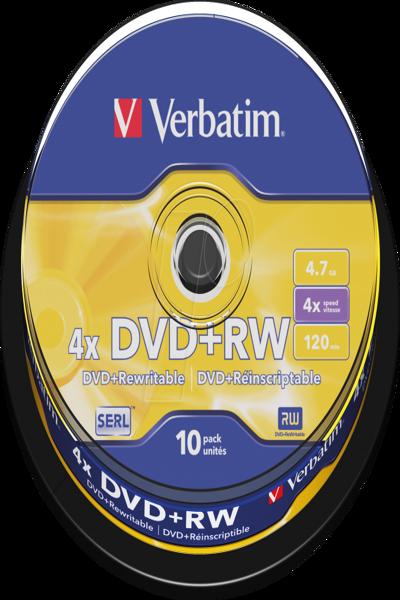 Verbatim 10 x DVD+RW - 4.7 GB (120min) 4x - 43488