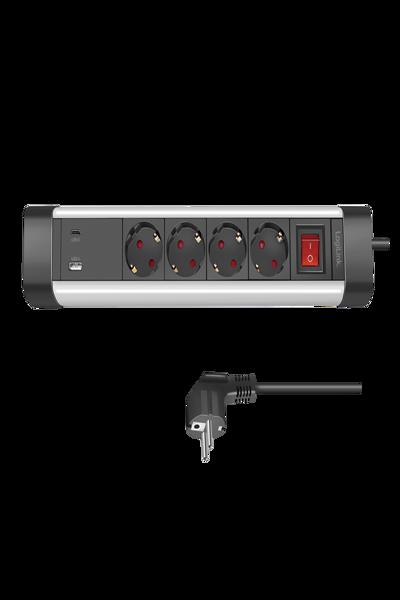 LogiLink 4-uttag Power Strip med Switch USB-A - LPS278U