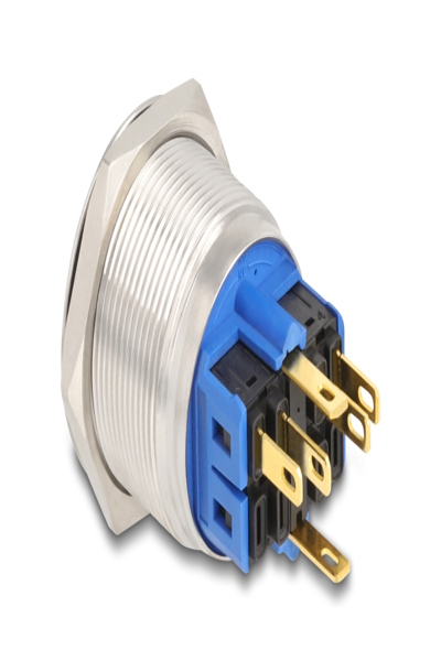 Delock Push button - for 25 mm installation, 6 x solder connection, red LED power symbol and ring - 20987