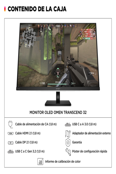 HP OMEN Transcend 32 UHD OLED Gaming Monitor: 32-inch 4K OLED gaming monitor. - 9R181AA#ABB