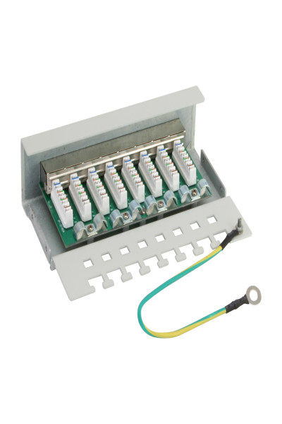 Panneau de brassage en ligne Cat.6 8 ports pour ordinateur de bureau, gris RAL7035