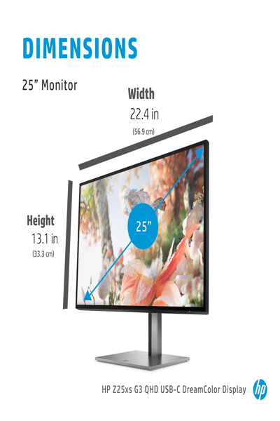 HP Z25xs G3 QHD USB-C DreamColor Display: 25-inch, 2560x1440 - 1A9C9AA#UUZ