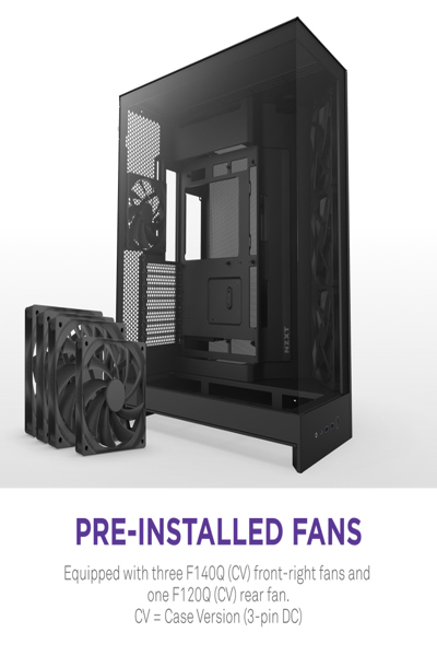 NZXT H9 Flow midi-tower PC svart - CM-H92FB-01