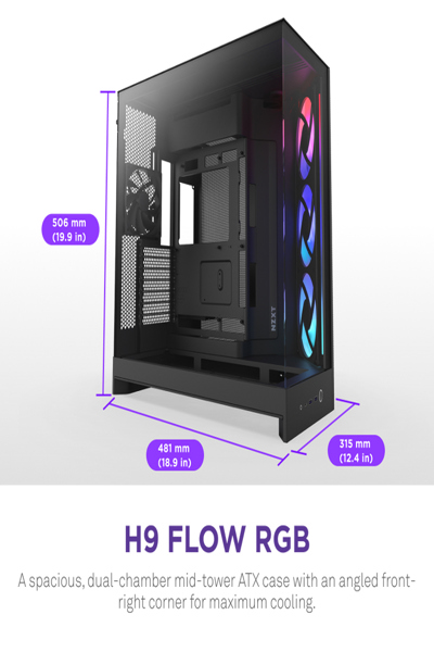 NZXT H9 Flow RGB midi tower PC black - CM-H92FB-R1