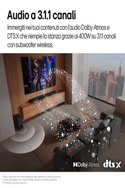 LG S70TY 3.1.1 Channel Soundbar with 400W Output & DTS:X - S70TY