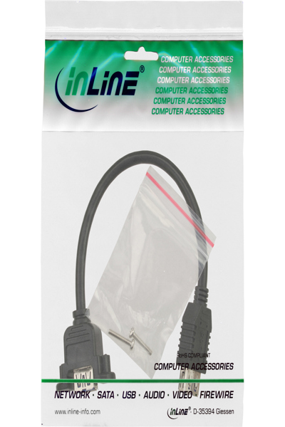 Câble adaptateur USB 3.0 InLine Type A femelle / Connecteur châssis Type A - 0,20 m