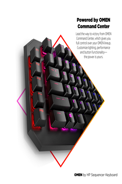 HP OMEN by Sequencer Keyboard: Full-size, Wired, Mechanical, Black - 2VN99AA
