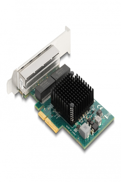 Delock PCI Express x4-kort till 4 x RJ45 Gigabit LAN BCM, PCIe, RJ-45, Hona, PCIe 2.0, Grå, PC - 88208