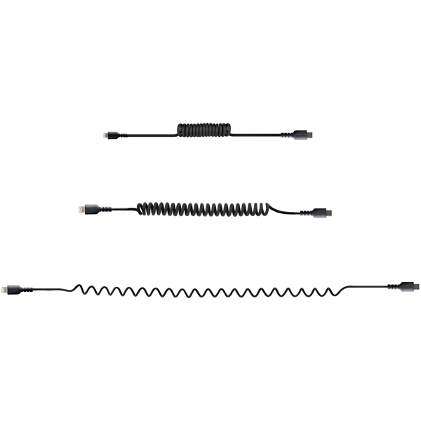 50cm USB C to Lightning cable spiral cable MFi-certified fast charging cable for iPhone/iPad black USB C 2.0 - RUSB2CLT50CMBC