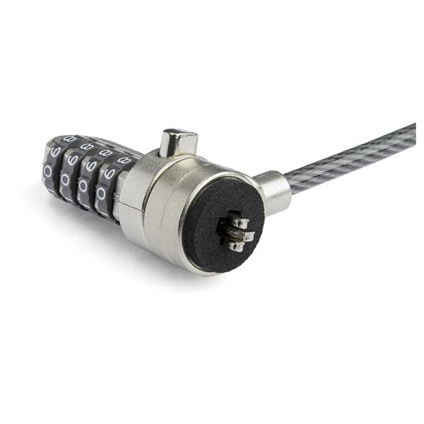 StarTech BRNCHLOCK Laptop Cable Lock Extension (15 cm Steel Cable, 4-Digit Combination Lock, 2.5 cm Loop, Kensington Notebook Lock) - Security Cable Lock - Black & Silver - 2.7 m - BRNCHLOCK