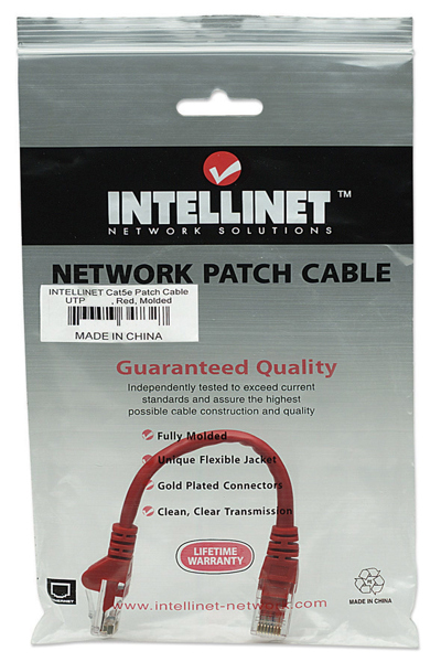 Intellinet Network Patch Cable, Cat5e, 0.5m, Red, CCA, U/UTP - 318198