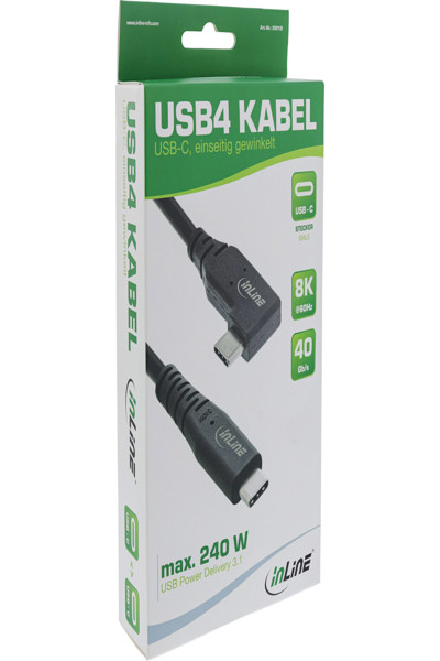 Câble USB-C coudé InLine USB4 PD 240 W 0,5 m Noir