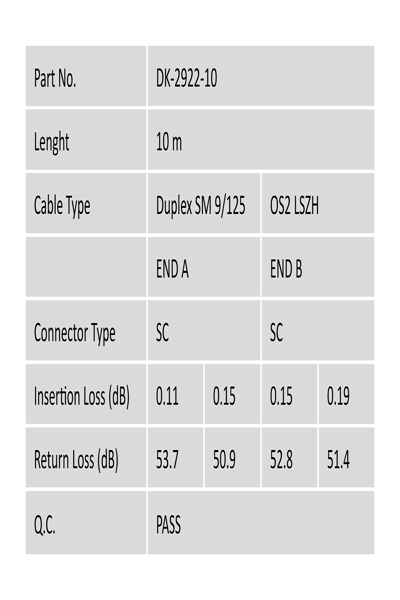 DIGITUS Fiber Optic Singlemode Patch Cord, SC/SC - DK-2922-10