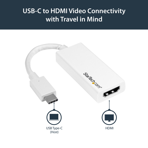 StarTech USB-C to HDMI adapter with 4K 30Hz - White - USB Type-C - HDMI output - 3840 x 2160 pixels - CDP2HDW
