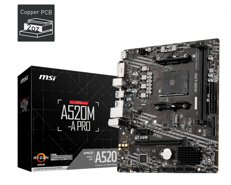 MSI A520M-A PRO - Carte mère - micro ATX - 7C96-001R