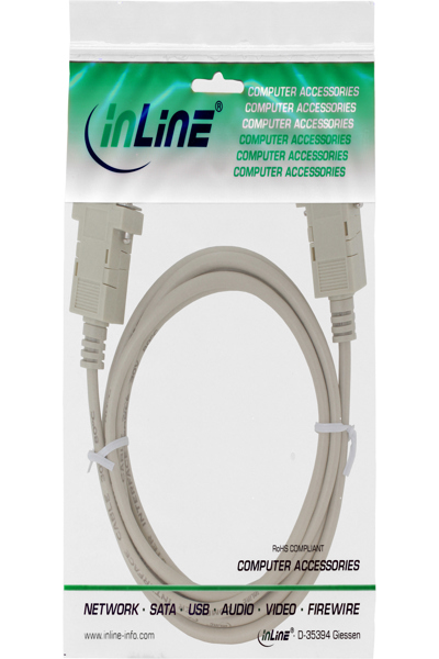 Câble null modem InLine DB9 femelle/femelle - clipsé - beige - 2 m