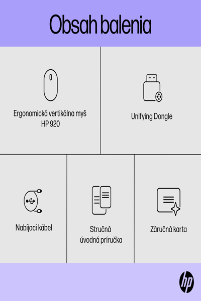 HP 920 Ergonomic Wireless Mouse: Right-hand, Vertical Design, 4000 DPI - 6H1A4AA