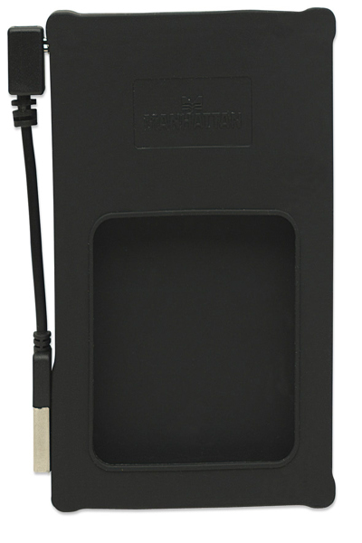 Manhattan Drive Enclosure - 2.5" - USB-A - 480 Mbps (USB 2.0) - SATA - Black - Silicone - Hi-Speed USB - Windows or Mac - Three Year Warranty - Blister - HDD enclosure - 2.5" - Serial ATA - 0.29 Gbit/s - Hot-swap - Black - 130103