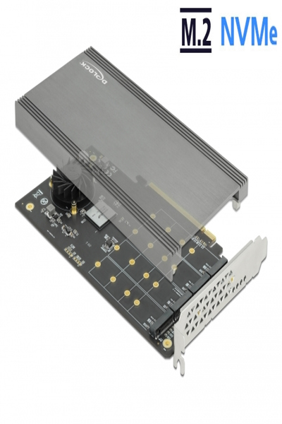 Delock PCI Express x16-kort till 4 x interna NVMe M.2-nyckel M - 89044