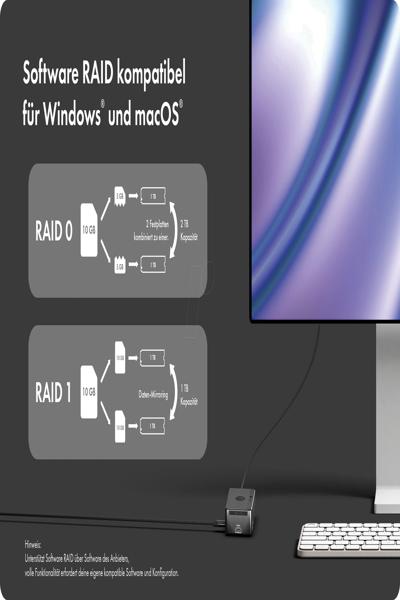 ICY BOX Raid & Docking station Heart Raid 2818 2x M.2 NVMe SSD - IB-RD2818DK-40G