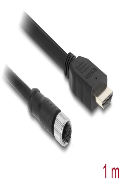 Delock M12 Cable A-coded Jack to HDMI Plug Black