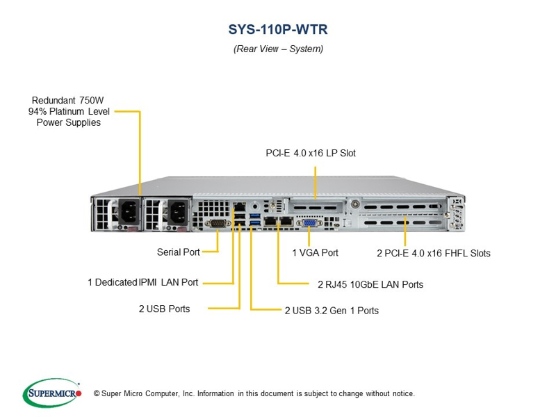 SuperMicro SYS-110P-WTR serverrack (1U) - SYS-110P-WTR