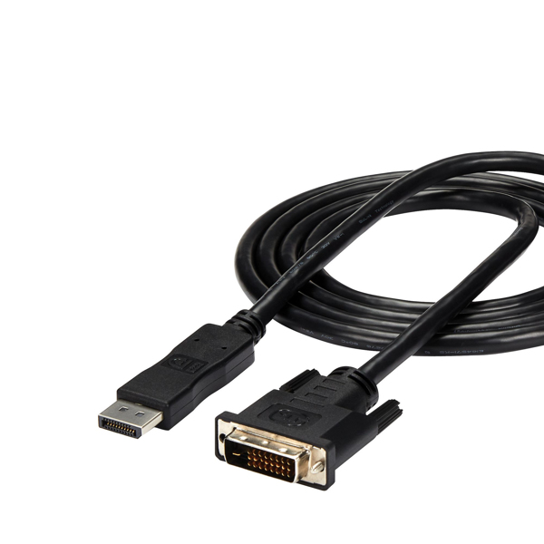 StarTech DisplayPort to DVI Cable - DP to DVI Video Converter M/M - DisplayPort Cable - DisplayPort (M) - DVI-D (M) - 1.8m - Black (DP2DVIMM6) - DP2DVIMM6