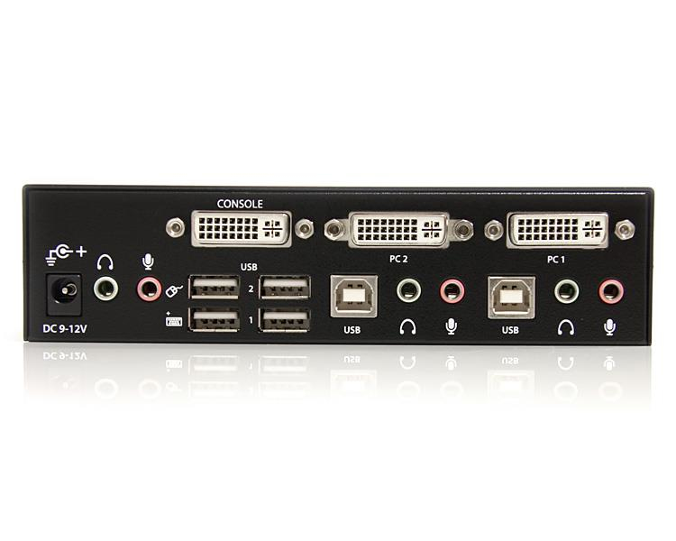 StarTech 2 Port DVI USB KVM Switch with Audio and USB 2.0 Hub - 1920 x 1200 pixels - Black - SV231DVIUA
