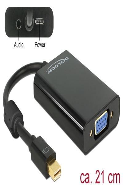 Delock Adapter mini Displayport 1.1 male > VGA female + Audio + Power - 65598