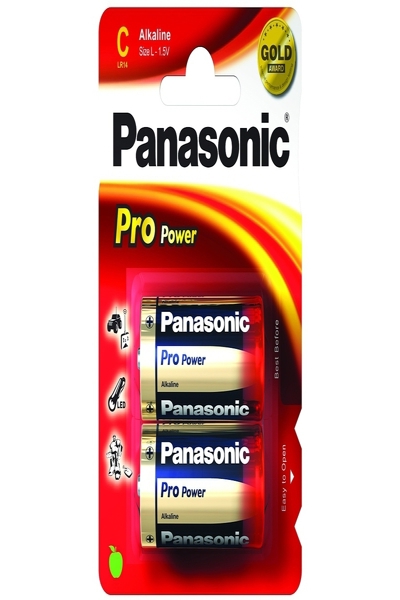 Panasonic 1x2 LR14PPG - Engångsbatteri - Alkaliskt - 1,5 V - 2 st - Blå - Guld - Röd - 25,7 mm - LR14PPG/2BP