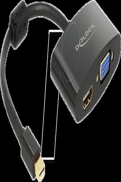 Delock Videoadapter - DisplayPort (hane) till HD-15 (VGA), HDMI (hona) - 65553