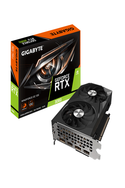 Gigabyte GeForce RTX 3060 WINDFORCE OC 12G (rev. 2.0) - GeForce RTX 3060 - 12 GB - GDDR6 - 192 bit - 7680 x 4320 pixels - PCI Express x16 4.0 - GV-N3060WF2OC-12GD 2.0