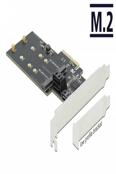 Delock 3-portars SATA och 2-platsers M.2 Key B PCI Express x4-kort - 90499