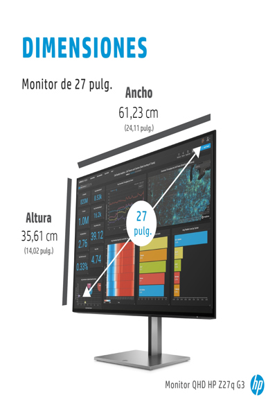 HP Z27q G3 QHD - 68.6 cm (27") - 2566 x 1440 pixels - Quad HD - LED - 5 ms - Silver - 1C4Z7AA