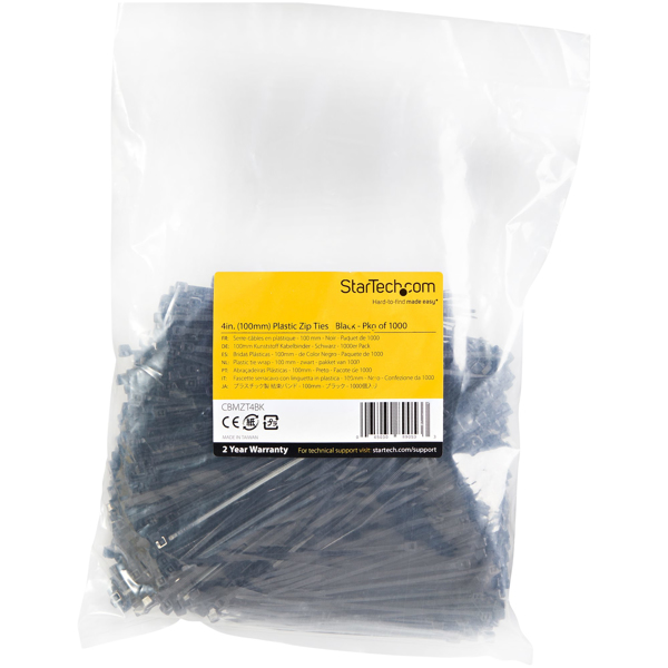 StarTech Cable Ties 4in 1000-Pack - CBMZT4BK