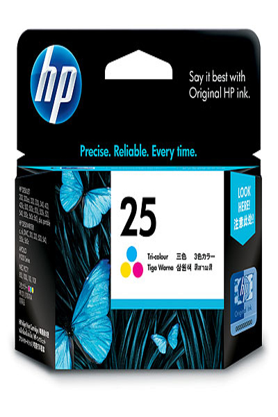 HP 25 Tri-color Ink Cartridge: Standard Yield, Pigment-based, 1 Pc - 51625A