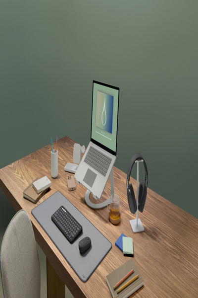 Logitech 920-012209 - Wireless - RF Wireless + Bluetooth - Scissor key switch - AZERTY - Graphite - Mouse included - 920-012209