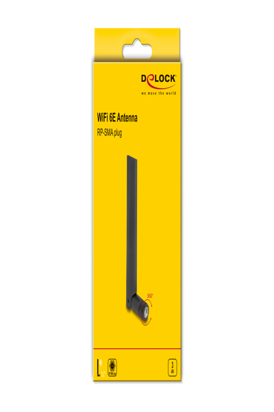 Delock-antenn - RP-SMA-kontakt, med lutningskoppling, Wi-Fi 6E - 89078