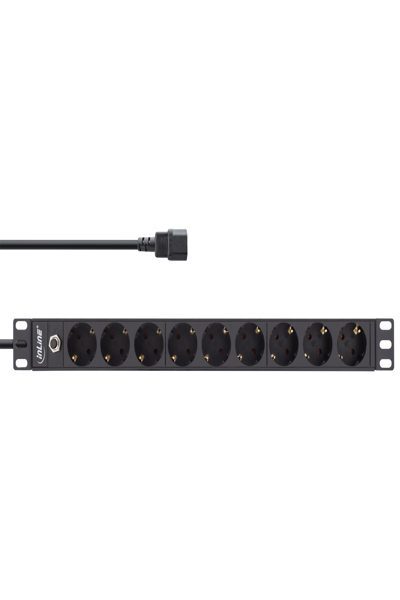 Bloc multiprises InLine 19" - 9 prises CEE7/7 - fiche C14 - protection contre les surcharges
